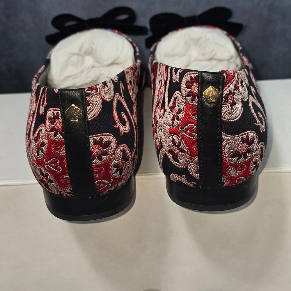Kate Spade Keana Flats Russet‎ Multi Brocade Velvet Bow Women 8.5M - Picture 3 of 7